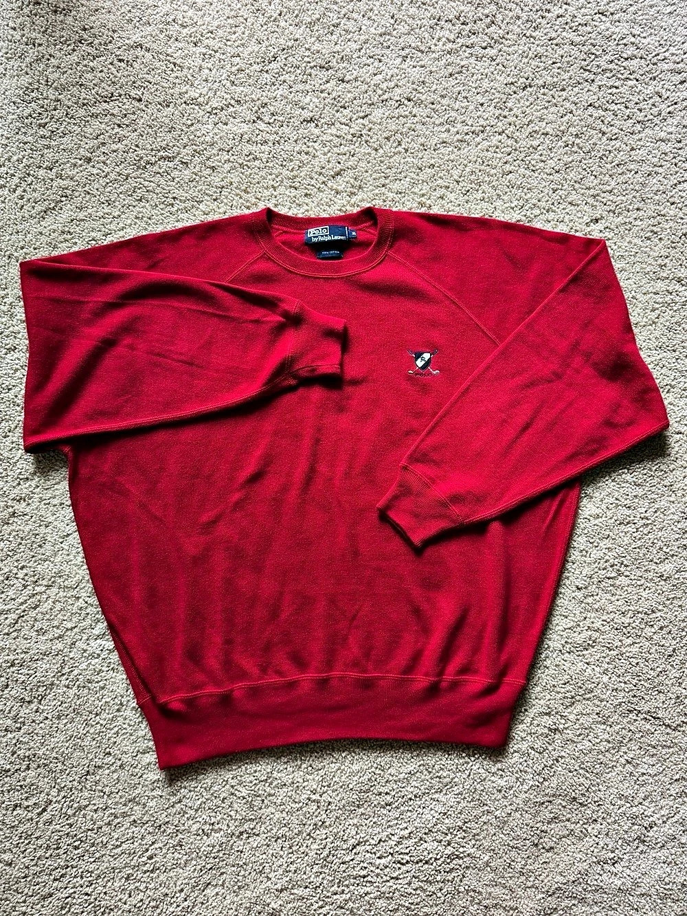 VTG 90s Polo Ralph Lauren Red Golf Crest Sweatshirt XL